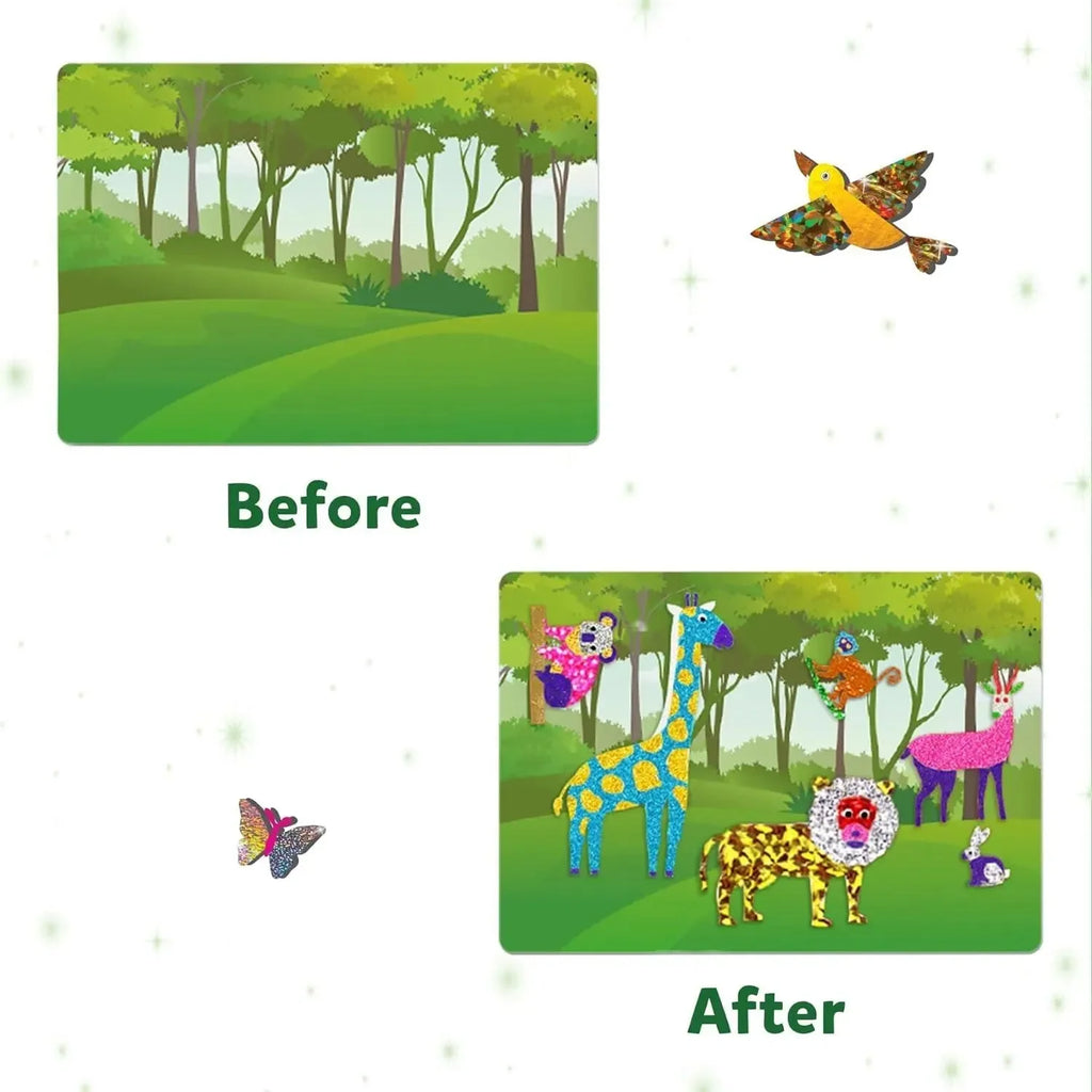 Skillmatics Foil Fun World of Animals – Educational Kids Art & Craft Activity Kit - Naivri