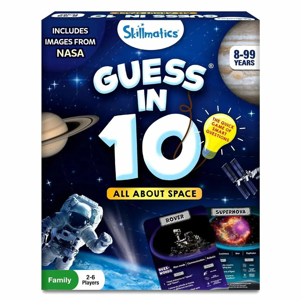 Skillmatics Guess in 10 All About Space – Educational Space-Themed Card Game for Kids Ages 8+ | 50 Game Cards, Clue Cards & Bonus Questions | Promotes Critical Thinking & Family Fun - Naivri