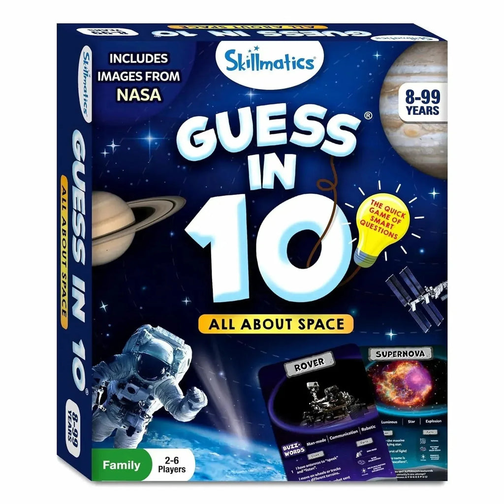 Skillmatics Guess in 10 All About Space – Educational Space-Themed Card Game for Kids Ages 8+ | 50 Game Cards, Clue Cards & Bonus Questions | Promotes Critical Thinking & Family Fun - Naivri