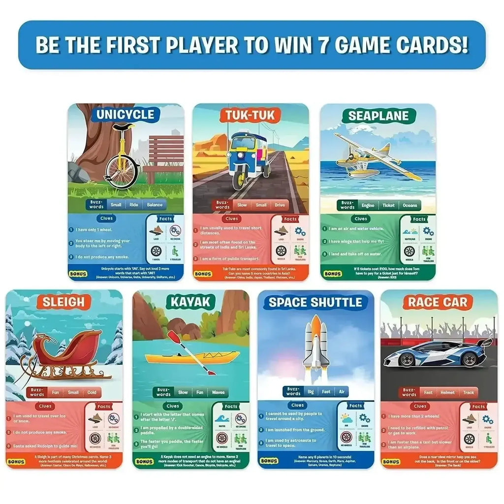 Skillmatics Guess in 10 Things That Go | Transport-Themed Card Game for Kids | Ask, Think, and Guess the Vehicle - Naivri
