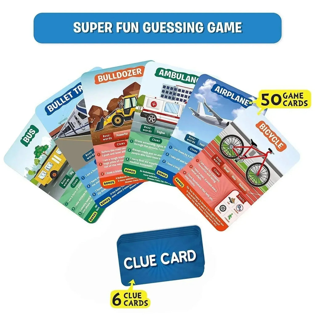Skillmatics Guess in 10 Things That Go | Transport-Themed Card Game for Kids | Ask, Think, and Guess the Vehicle - Naivri