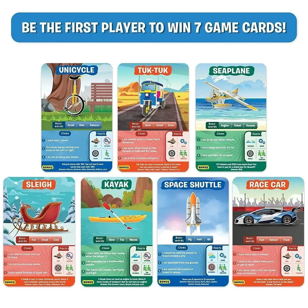 Skillmatics Guess in 10 Things That Go | Transport-Themed Card Game for Kids | Ask, Think, and Guess the Vehicle - Naivri