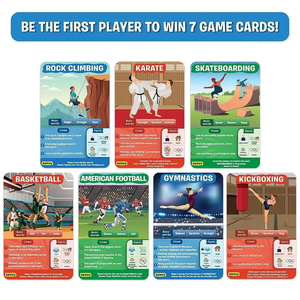 Skillmatics Guess in 10: World of Sports | 50 Sports Trivia Card Game | Educational Game for Kids | 2–6 Players - Naivri