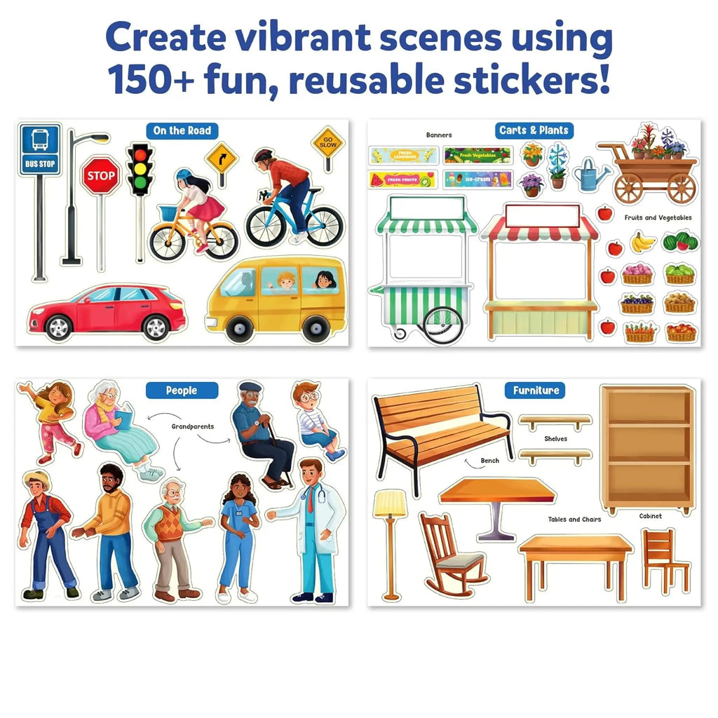 Skillmatics Learning Stickers - 150+ Reusable Stickers for Creative Storytelling & Skill-Building | Educational Travel Activity | Preschool & Kindergarten Toy | Ages 3–7 - Naivri