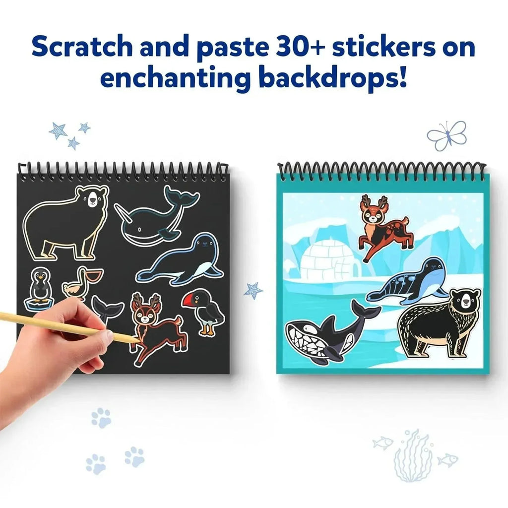 Skillmatics Magical Scratch Art – Amazing Animals | DIY Scratch Art Kit for Kids Ages 3–8 | 10 Scratch Boards & 30+ Stickers - Naivri