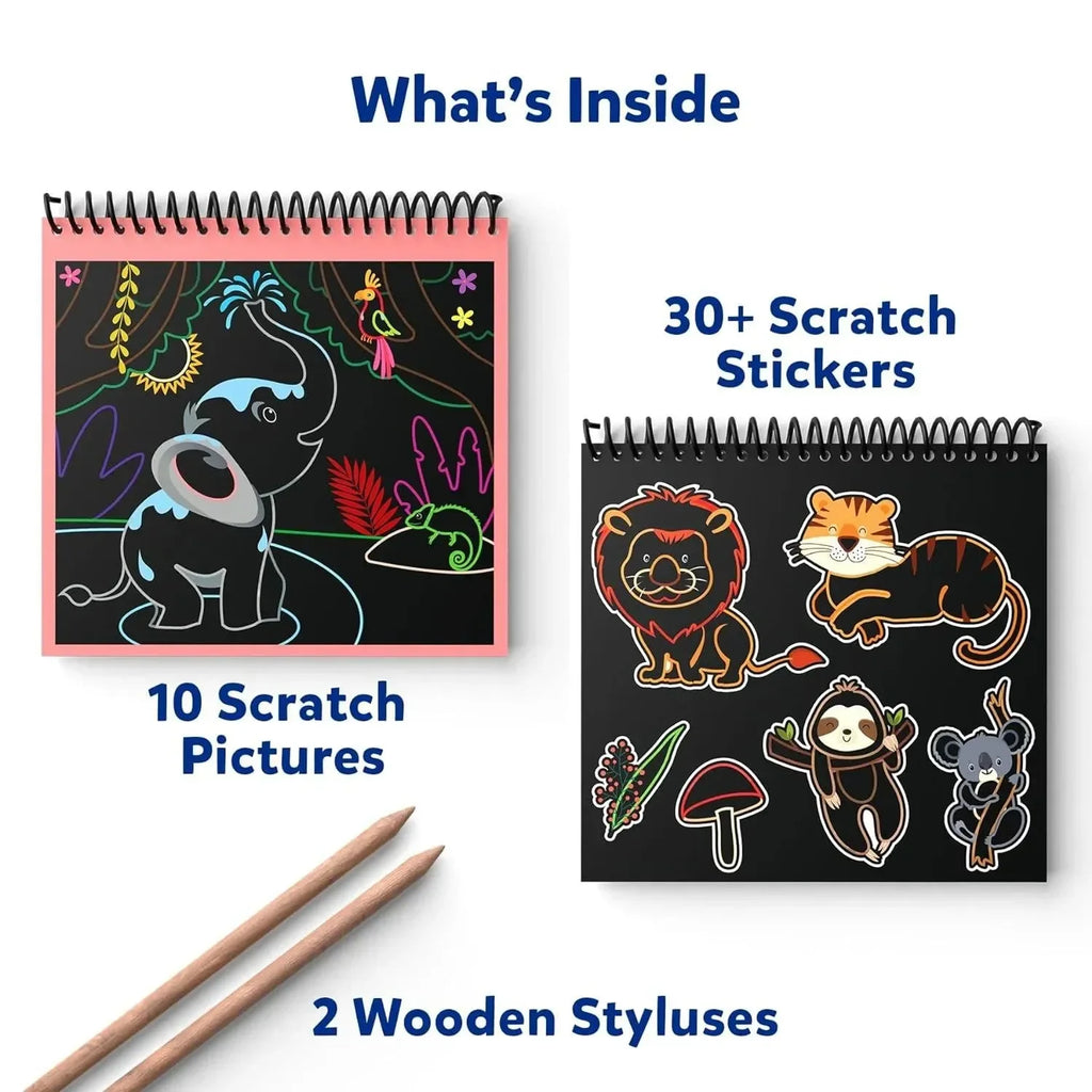 Skillmatics Magical Scratch Art – Amazing Animals | DIY Scratch Art Kit for Kids Ages 3–8 | 10 Scratch Boards & 30+ Stickers - Naivri