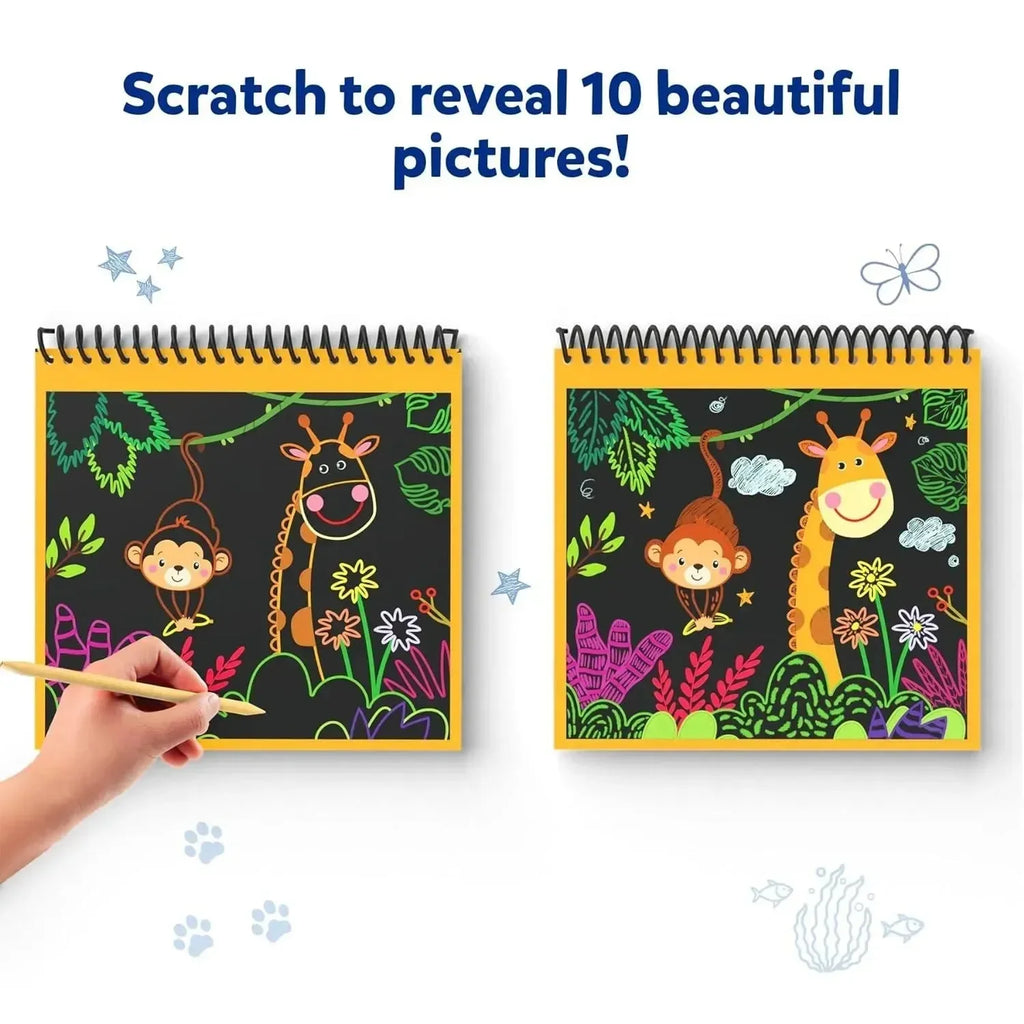 Skillmatics Magical Scratch Art – Amazing Animals | DIY Scratch Art Kit for Kids Ages 3–8 | 10 Scratch Boards & 30+ Stickers - Naivri