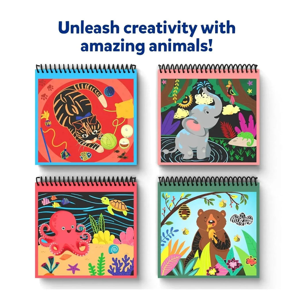 Skillmatics Magical Scratch Art – Amazing Animals | DIY Scratch Art Kit for Kids Ages 3–8 | 10 Scratch Boards & 30+ Stickers - Naivri
