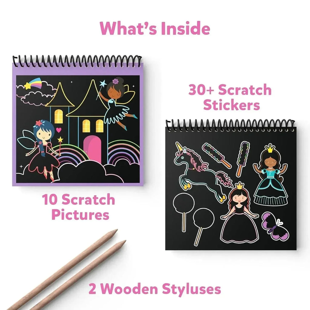 Skillmatics Magical Scratch Art – Unicorns & Princesses | DIY Scratch Art Activity Kit for Kids Ages 3–8 | 10 Scratch Boards & 30+ Stickers - Naivri
