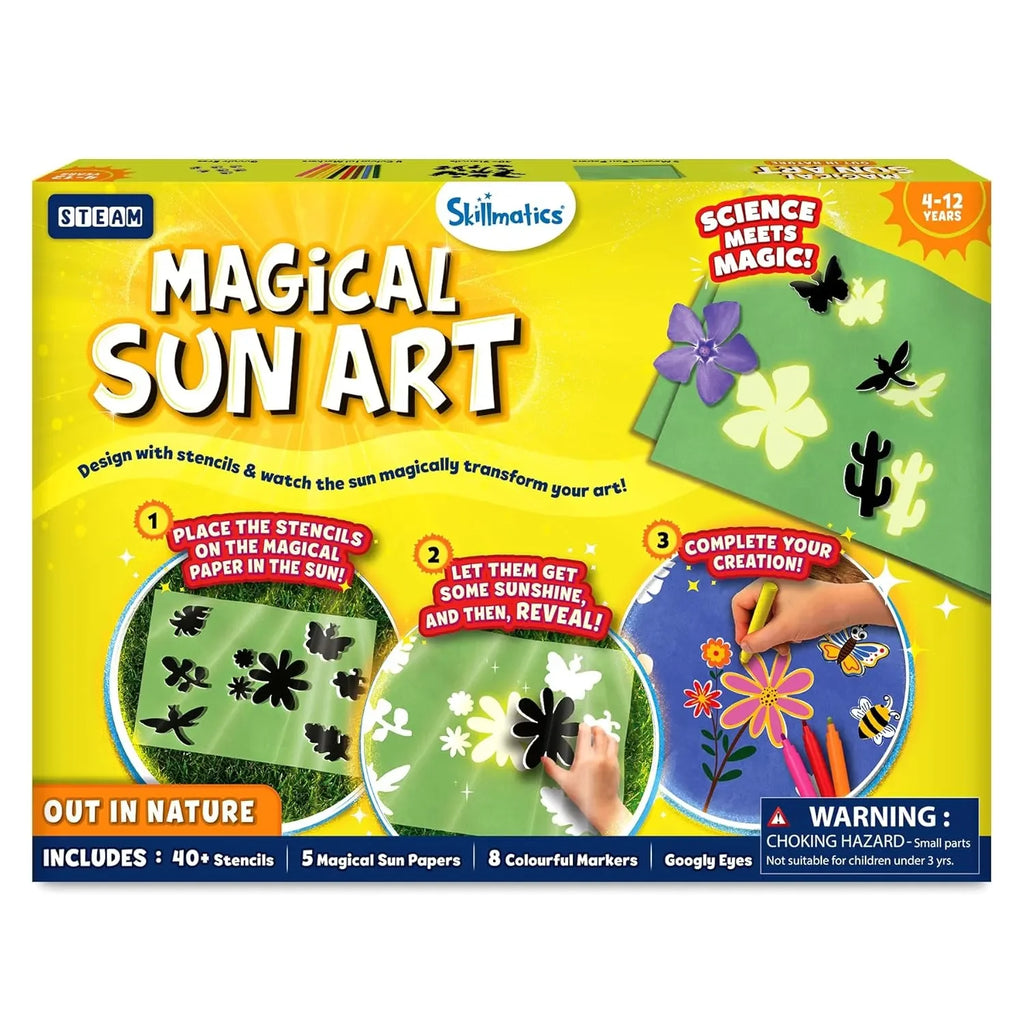Skillmatics Magical Sun Paper Art Kit | Mess-Free STEM Craft Kit for Kids | Design with Stencils & Sunlight | Creative Indoor & Outdoor Fun | Ideal Gifts for Ages 4–12 - Naivri