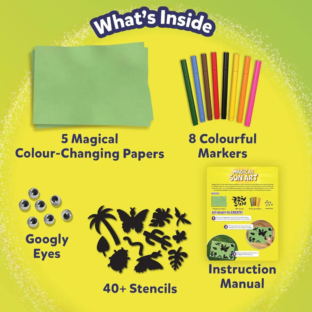 Skillmatics Magical Sun Paper Art Kit | Mess-Free STEM Craft Kit for Kids | Design with Stencils & Sunlight | Creative Indoor & Outdoor Fun | Ideal Gifts for Ages 4–12 - Naivri