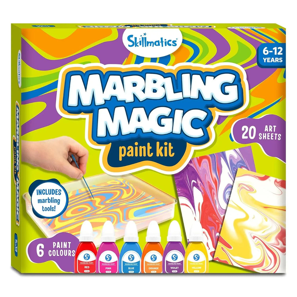 Skillmatics Marbling Magic Paint Kit | Water Marbling Art & Craft Kit for Kids | DIY Creative Activity Set with Paints, Tools, Sheets & Tray | Ideal Gifts for Ages 6–12 | Multicolor - Naivri