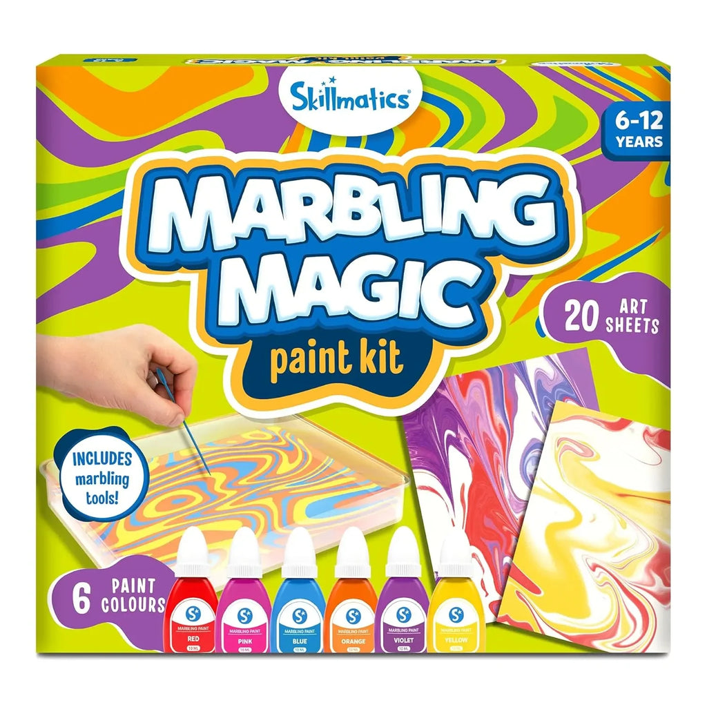 Skillmatics Marbling Magic Paint Kit | Water Marbling Art & Craft Kit for Kids | DIY Creative Activity Set with Paints, Tools, Sheets & Tray | Ideal Gifts for Ages 6–12 | Multicolor - Naivri