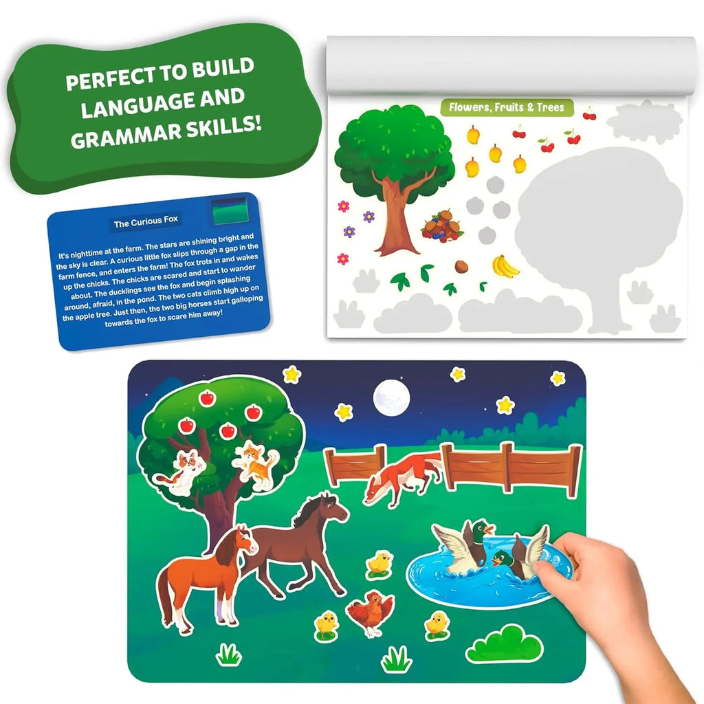 Skillmatics Reusable Stickers – Animals: Creative Story Building Kit for Kids | 150+ Stickers | Preschool Educational Toy | Travel-Friendly | Ideal Gift for Ages 3–7 - Naivri