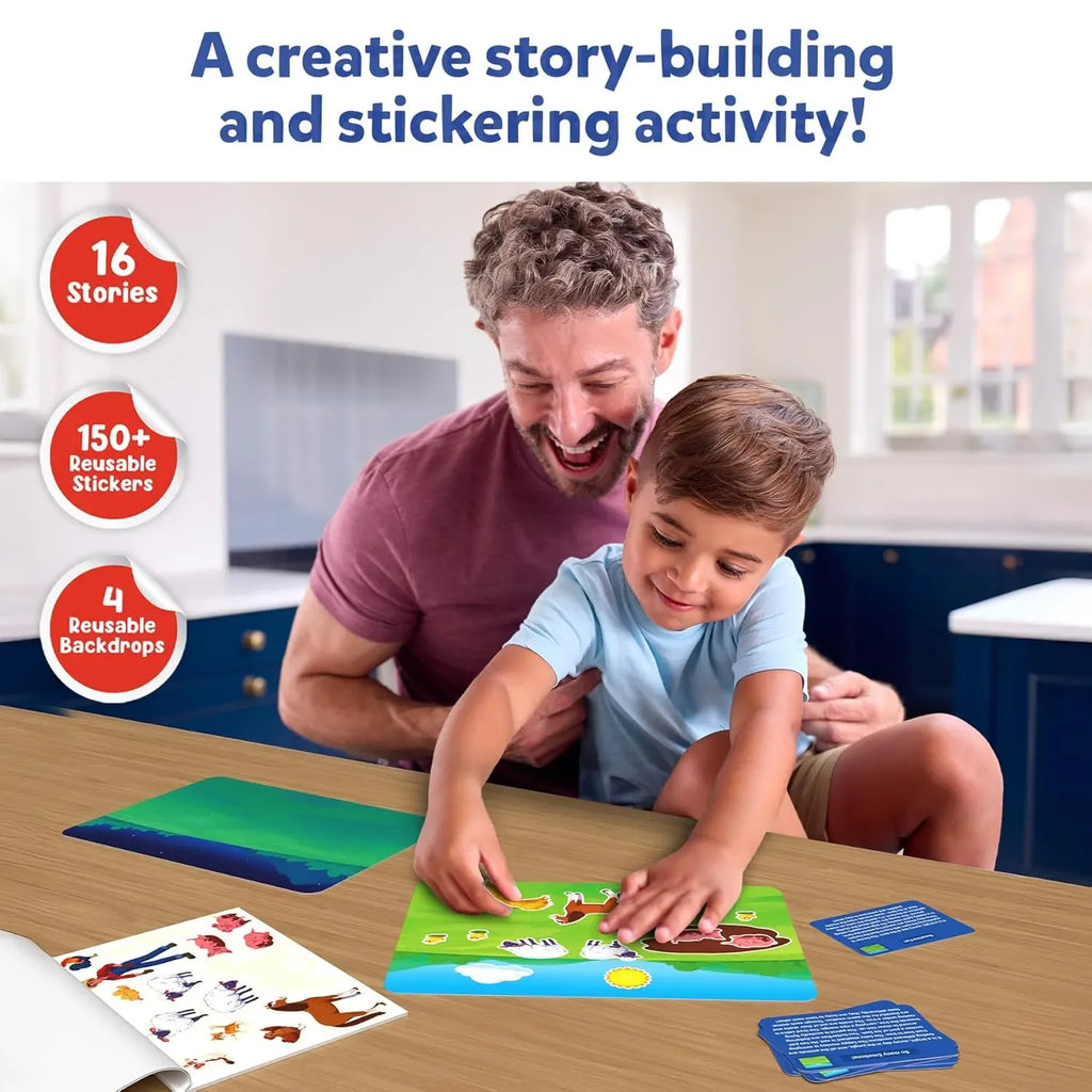 Skillmatics Reusable Stickers – Animals: Creative Story Building Kit for Kids | 150+ Stickers | Preschool Educational Toy | Travel-Friendly | Ideal Gift for Ages 3–7 - Naivri