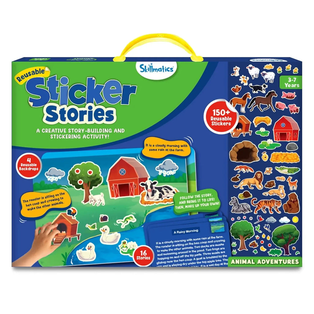 Skillmatics Reusable Stickers – Animals: Creative Story Building Kit for Kids | 150+ Stickers | Preschool Educational Toy | Travel-Friendly | Ideal Gift for Ages 3–7 - Naivri