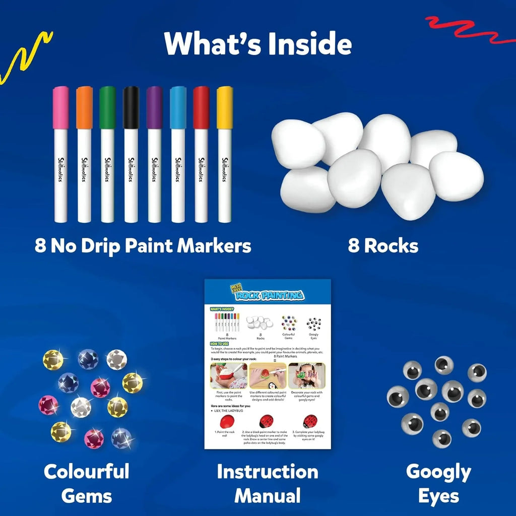 Skillmatics Rock Painting Kit – DIY Art & Craft Activity for Kids | Mess-Free Painting, Decorative Rock Craft Set | For Ages 4 to 12 - Naivri