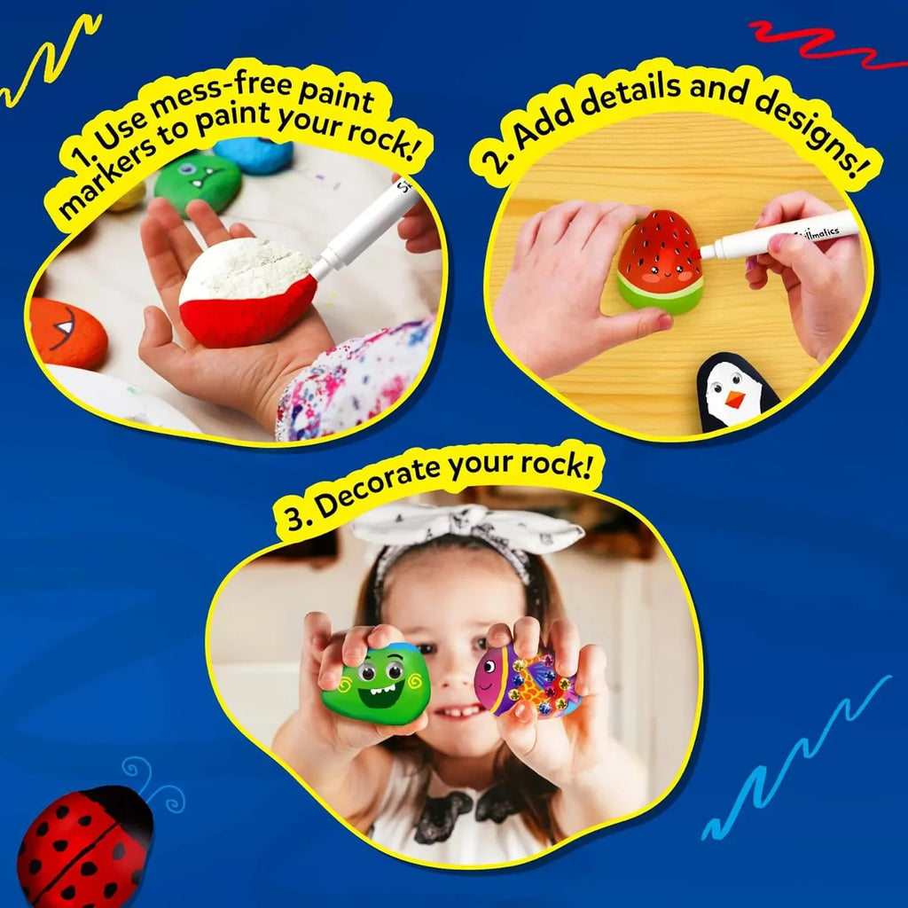 Skillmatics Rock Painting Kit – DIY Art & Craft Activity for Kids | Mess-Free Painting, Decorative Rock Craft Set | For Ages 4 to 12 - Naivri