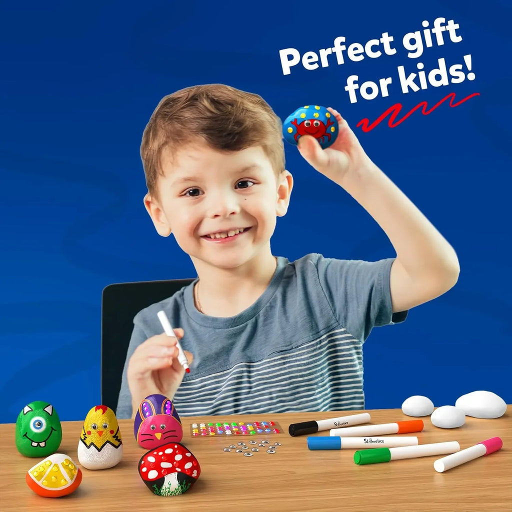 Skillmatics Rock Painting Kit – DIY Art & Craft Activity for Kids | Mess-Free Painting, Decorative Rock Craft Set | For Ages 4 to 12 - Naivri