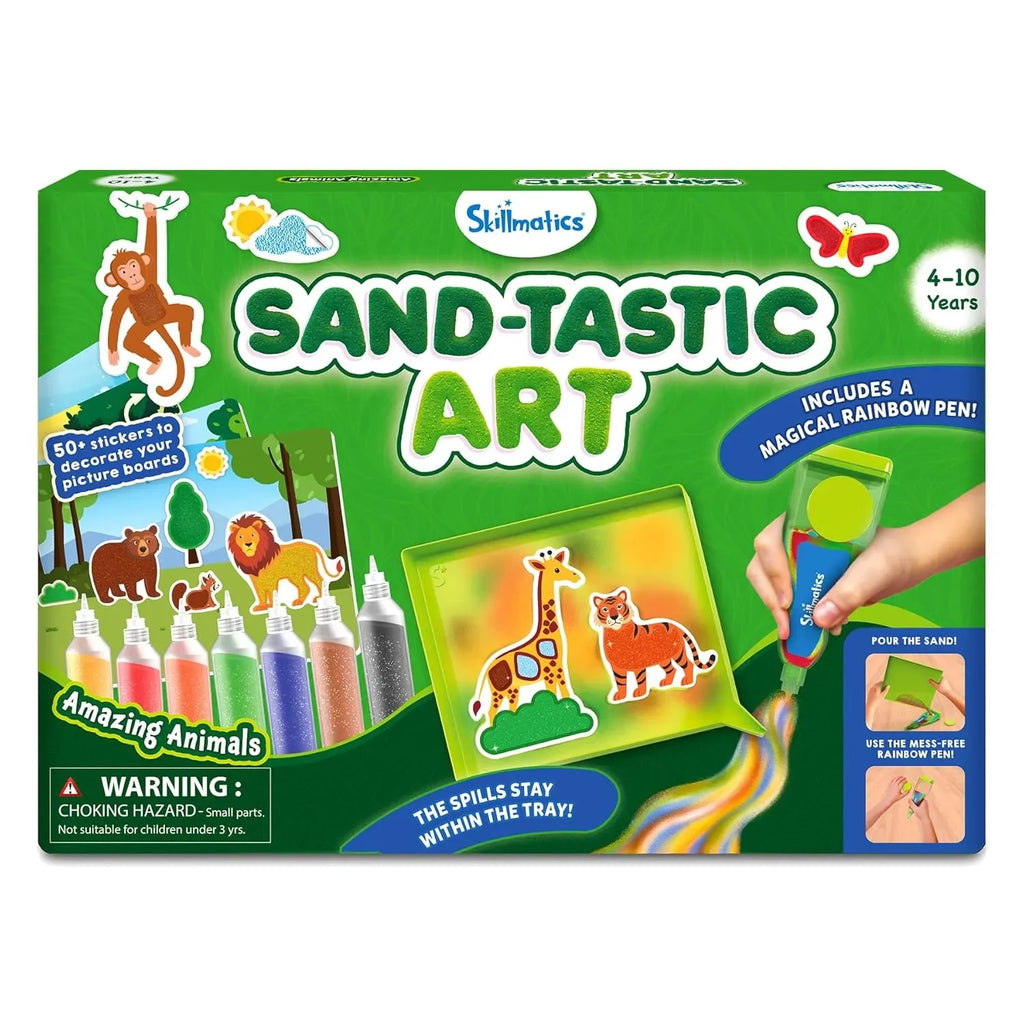 Skillmatics Sand Art Activity – Animals | DIY Sand Art Kit with 50+ Stickers & Sand Bottles | Creative Craft Set for Kids Ages 4–10 | Multicolor - Naivri