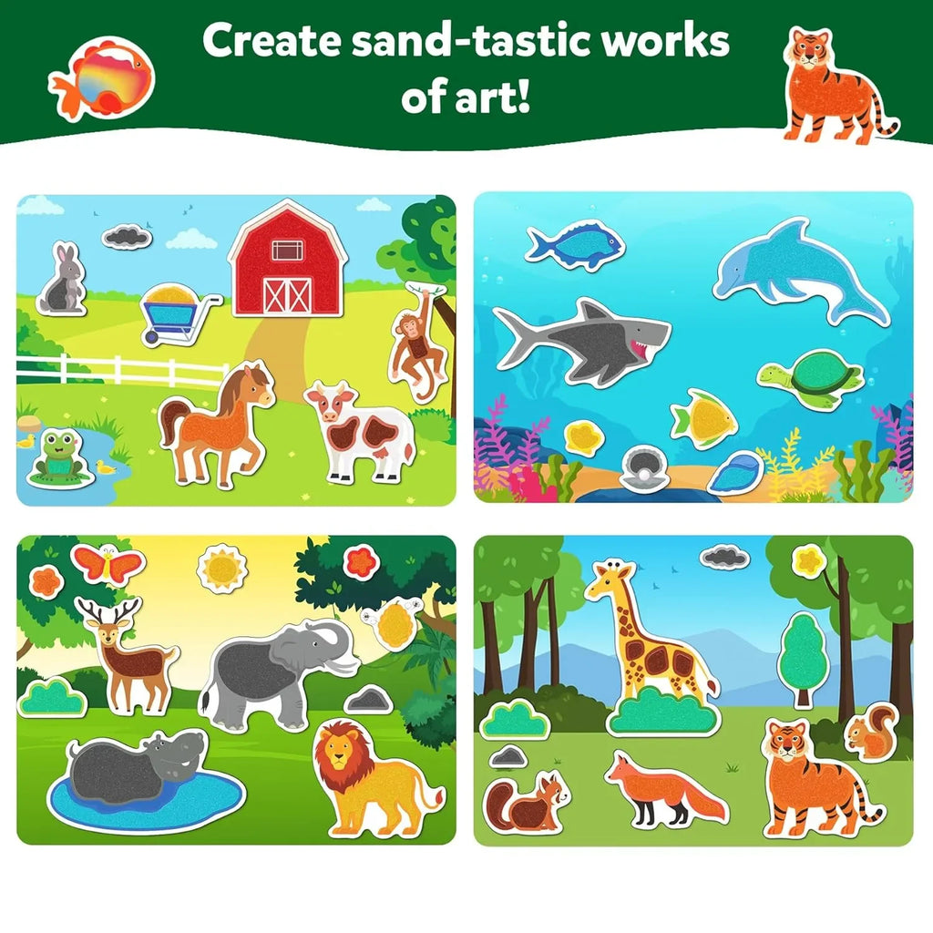 Skillmatics Sand Art Activity – Animals | DIY Sand Art Kit with 50+ Stickers & Sand Bottles | Creative Craft Set for Kids Ages 4–10 | Multicolor - Naivri