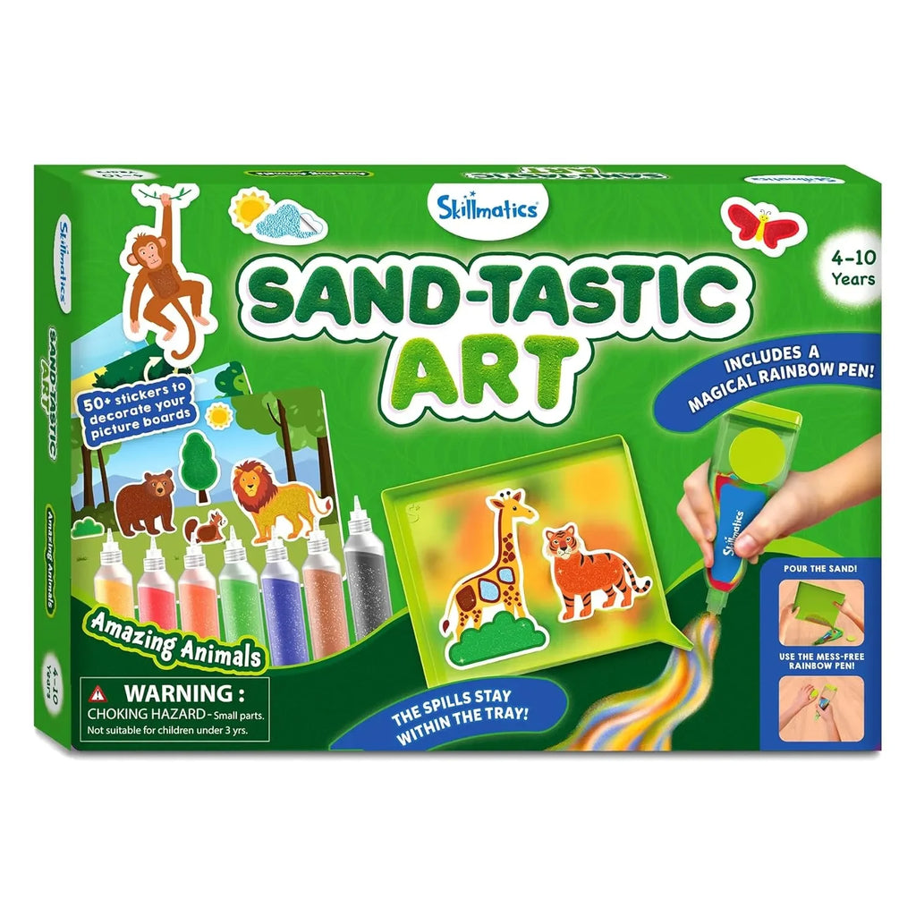 Skillmatics Sand Art Activity – Animals | DIY Sand Art Kit with 50+ Stickers & Sand Bottles | Creative Craft Set for Kids Ages 4–10 | Multicolor - Naivri