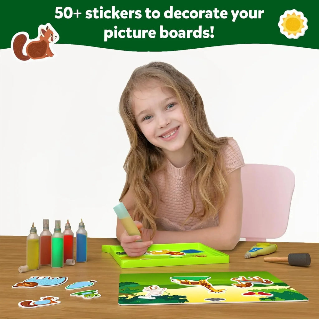 Skillmatics Sand Art Activity – Animals | DIY Sand Art Kit with 50+ Stickers & Sand Bottles | Creative Craft Set for Kids Ages 4–10 | Multicolor - Naivri