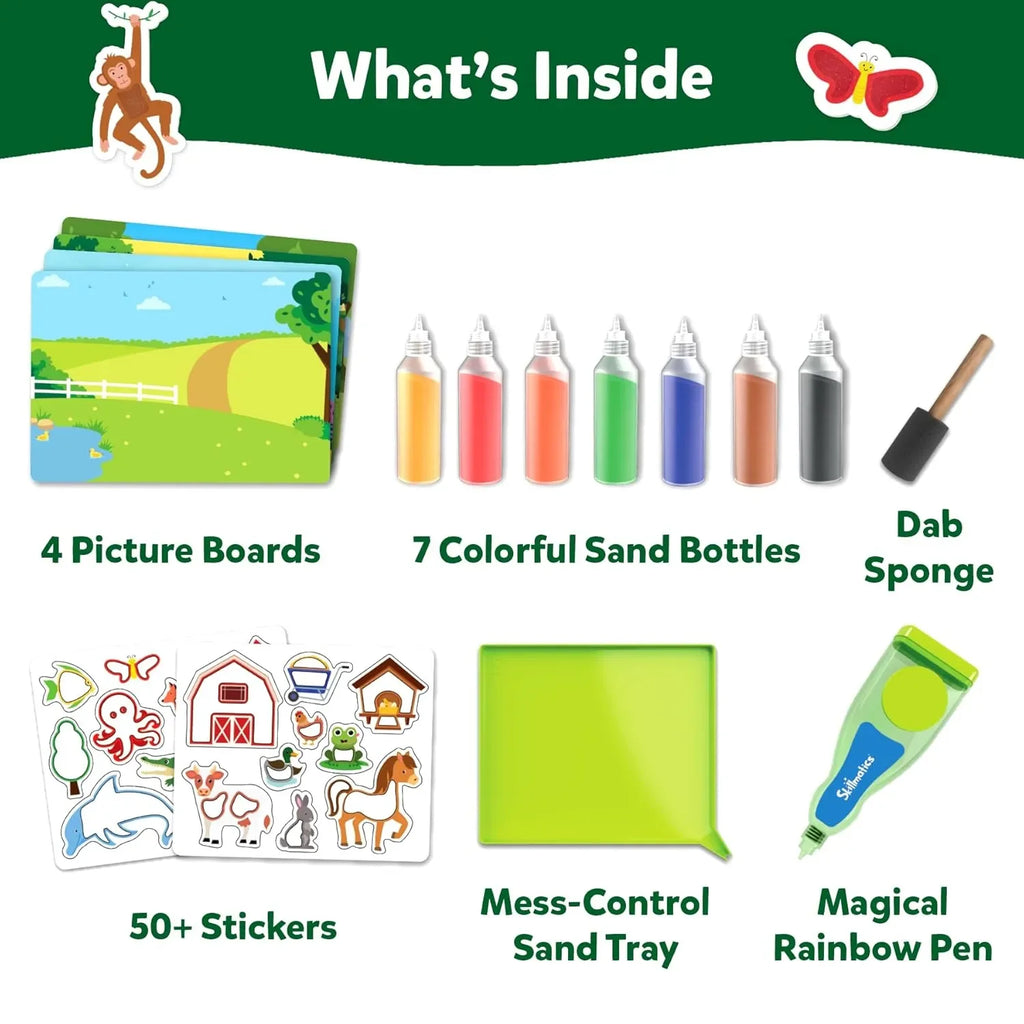 Skillmatics Sand Art Activity – Animals | DIY Sand Art Kit with 50+ Stickers & Sand Bottles | Creative Craft Set for Kids Ages 4–10 | Multicolor - Naivri