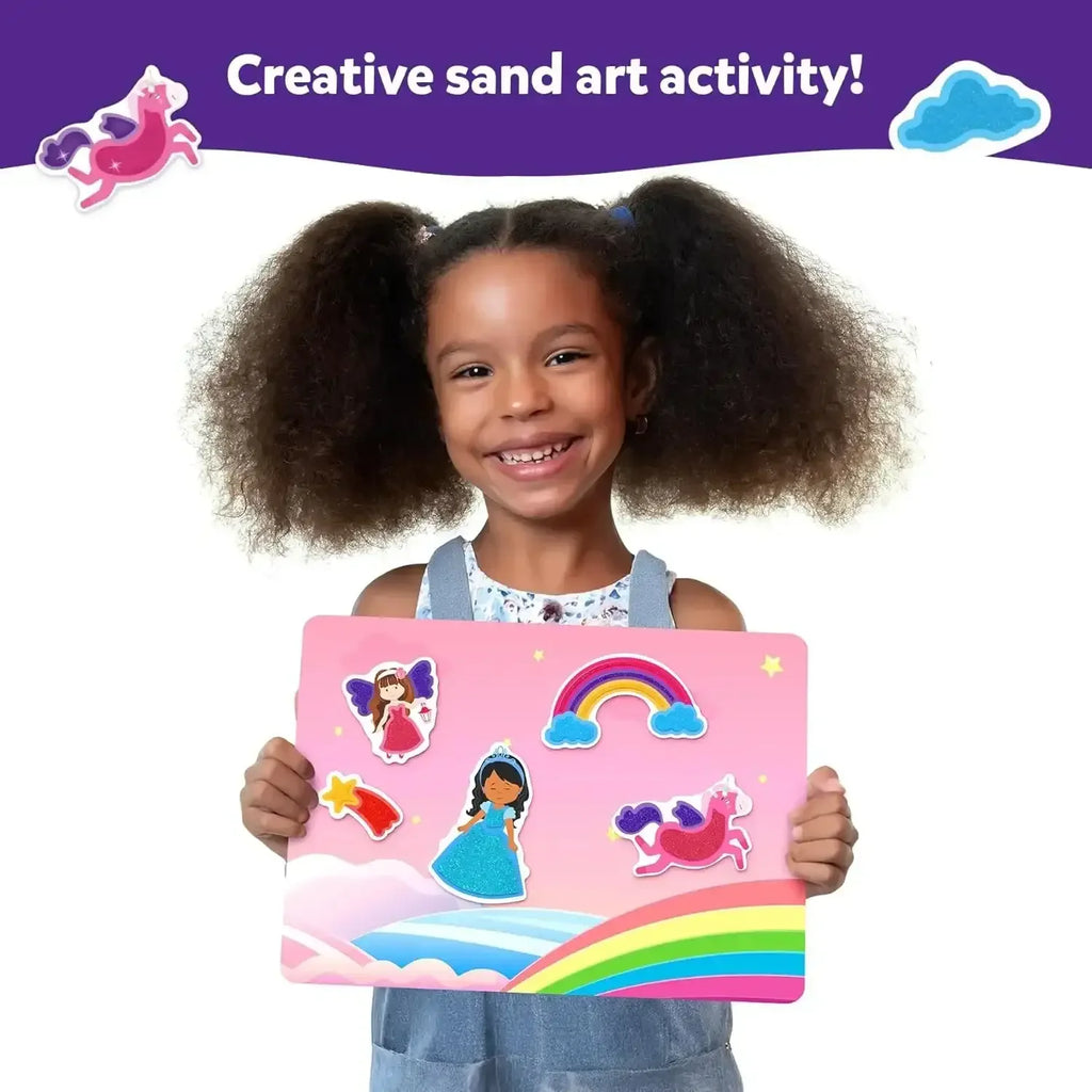 Skillmatics Sand Art Activity - Unicorns & Princesses | 50+ Colorful Stickers | DIY Sand Craft Kit for Kids Ages 4 to 10 - Naivri