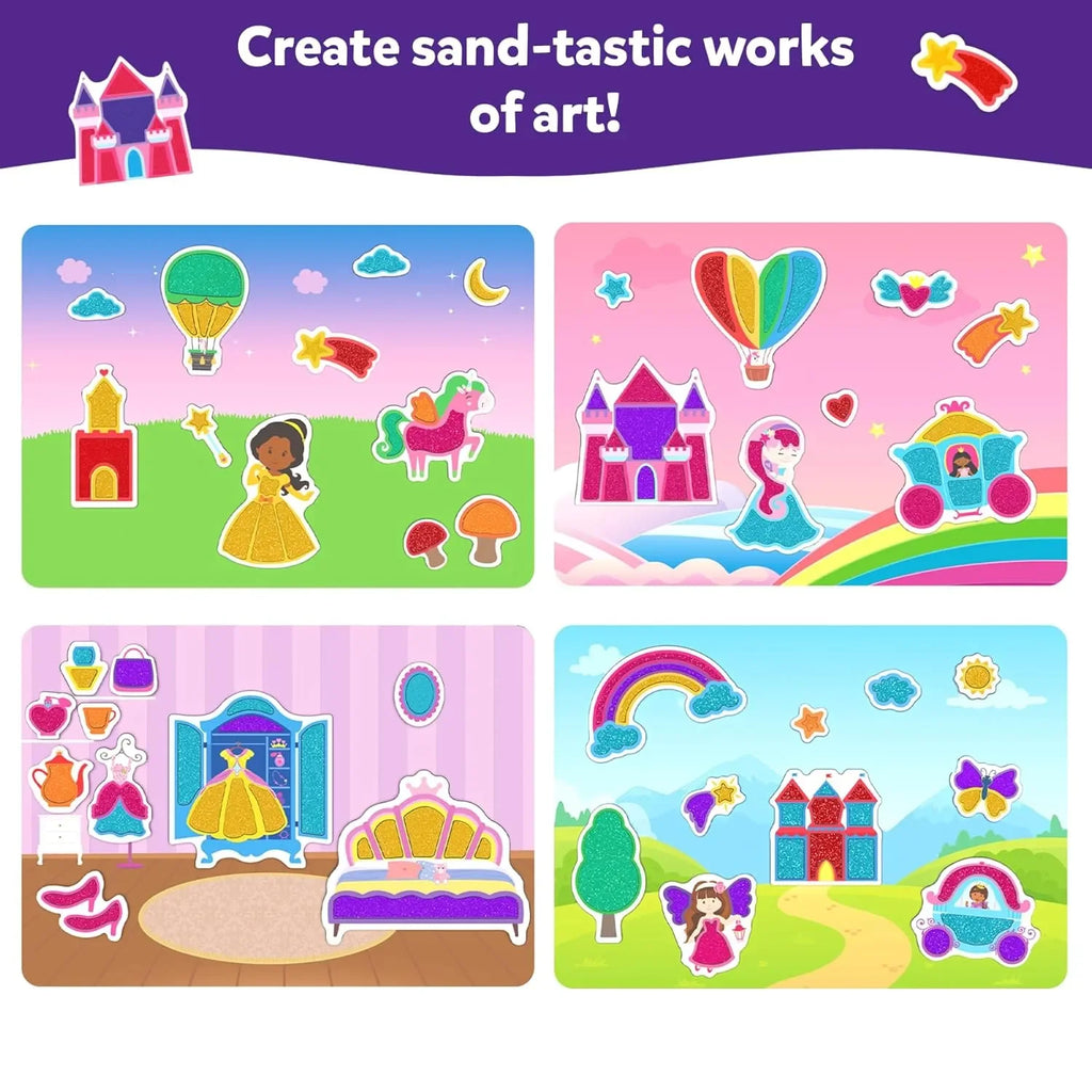Skillmatics Sand Art Activity - Unicorns & Princesses | 50+ Colorful Stickers | DIY Sand Craft Kit for Kids Ages 4 to 10 - Naivri