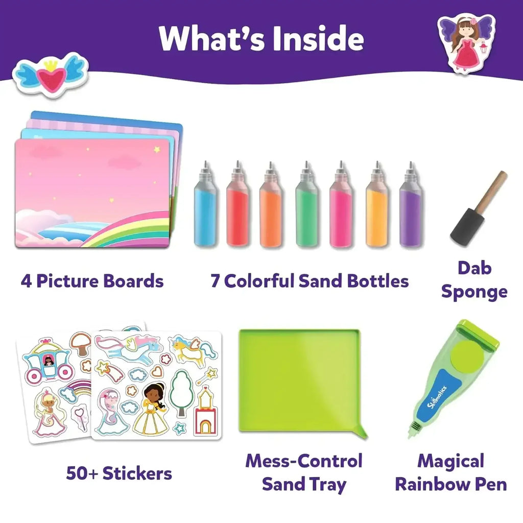 Skillmatics Sand Art Activity - Unicorns & Princesses | 50+ Colorful Stickers | DIY Sand Craft Kit for Kids Ages 4 to 10 - Naivri