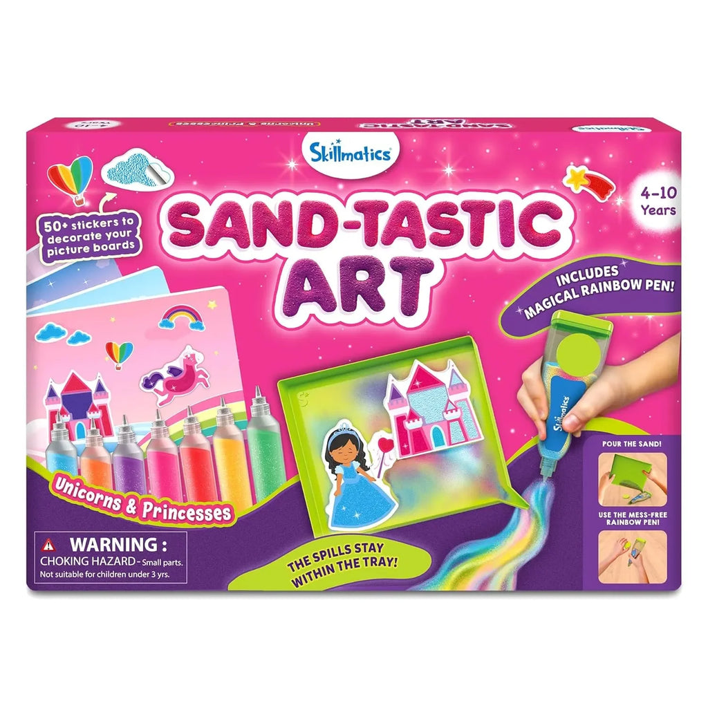 Skillmatics Sand Art Activity - Unicorns & Princesses | 50+ Colorful Stickers | DIY Sand Craft Kit for Kids Ages 4 to 10 - Naivri