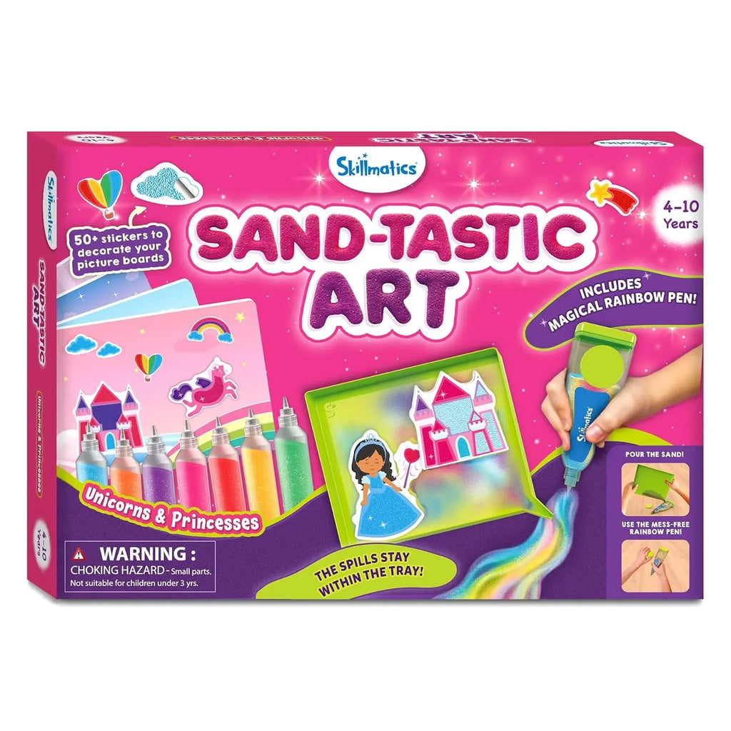 Skillmatics Sand Art Activity - Unicorns & Princesses | 50+ Colorful Stickers | DIY Sand Craft Kit for Kids Ages 4 to 10 - Naivri