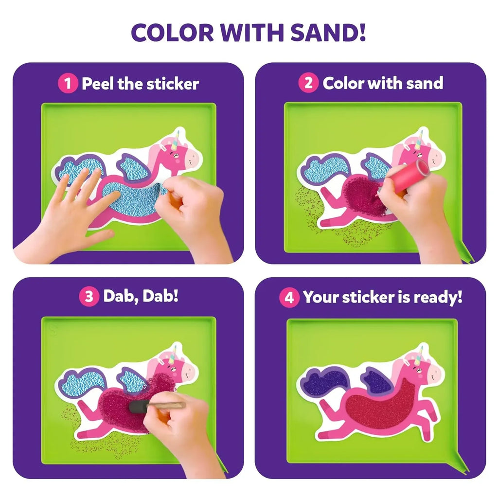 Skillmatics Sand Art Activity - Unicorns & Princesses | 50+ Colorful Stickers | DIY Sand Craft Kit for Kids Ages 4 to 10 - Naivri