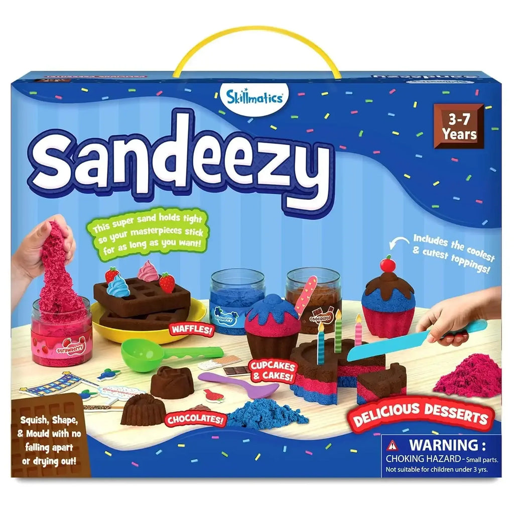 Skillmatics Sandeezy Creative Desserts Sand Playset – Pretend Baking & Sensory Toy for Kids Ages 3–7 - Naivri