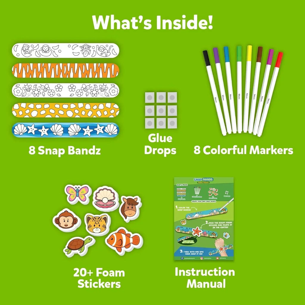 Skillmatics Snap Bandz – DIY Animal-Themed Craft Kit for Kids, 8 Wearable Bands - Naivri
