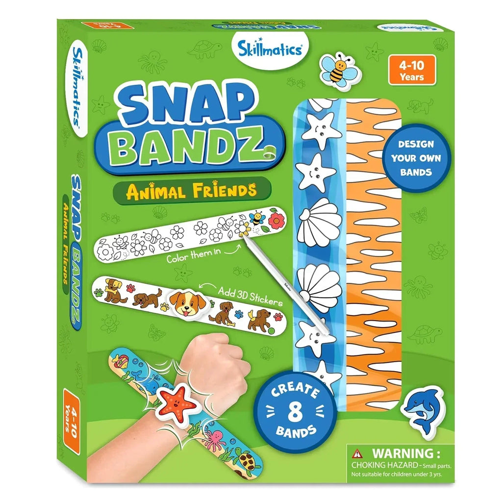 Skillmatics Snap Bandz – DIY Animal-Themed Craft Kit for Kids, 8 Wearable Bands - Naivri