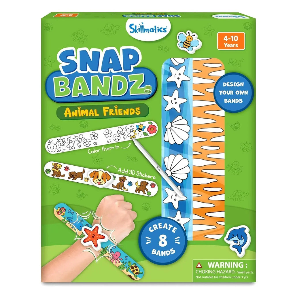 Skillmatics Snap Bandz – DIY Animal-Themed Craft Kit for Kids, 8 Wearable Bands - Naivri