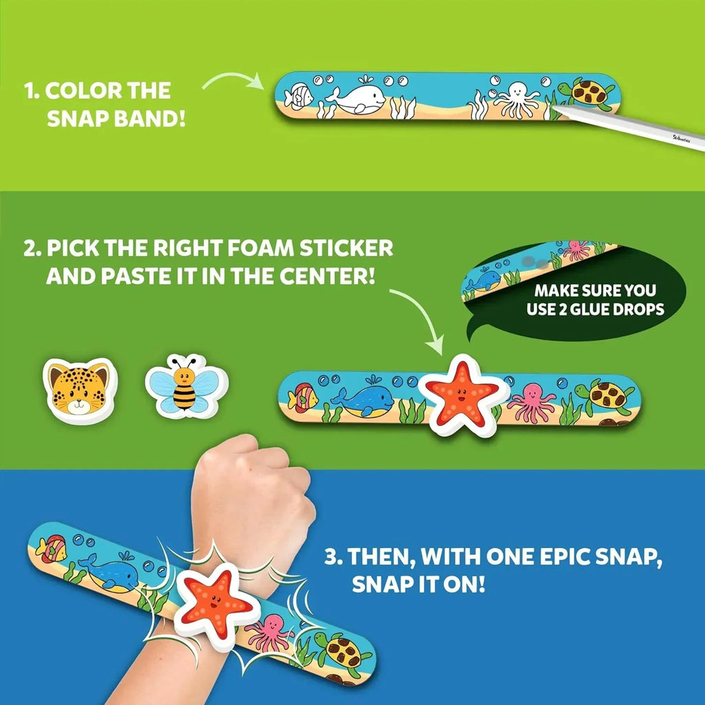 Skillmatics Snap Bandz – DIY Animal-Themed Craft Kit for Kids, 8 Wearable Bands - Naivri