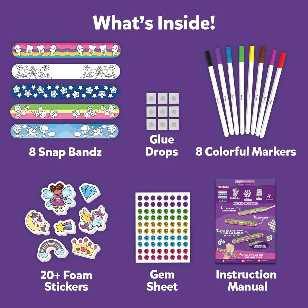 Skillmatics Snap Bandz – DIY Unicorns & Princesses Bracelet Craft Kit for Kids - Naivri