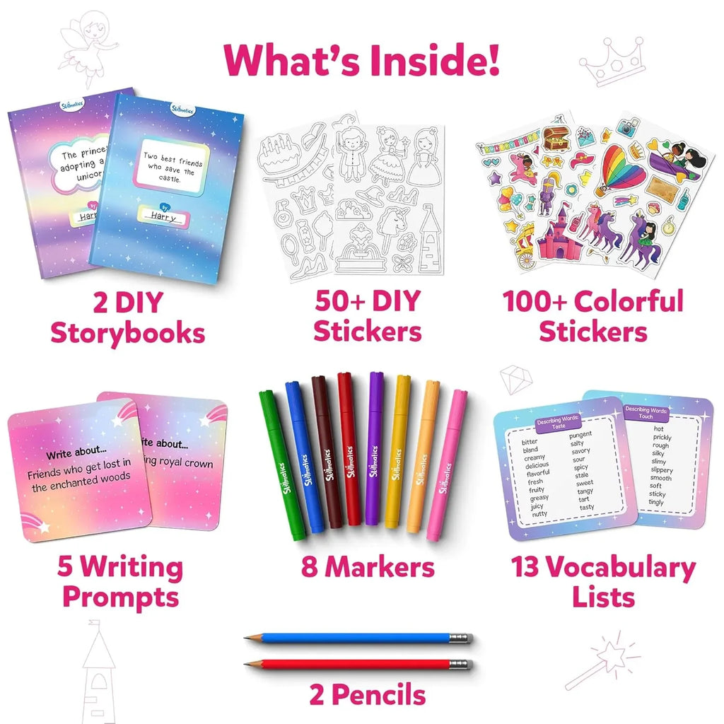 Skillmatics Storybook Art Kit – Create Fairytale Stories | DIY Writing & Craft Kit with 300+ Stickers | Scrapbooking & Journal Activity for Kids Ages 5 to 10 - Naivri