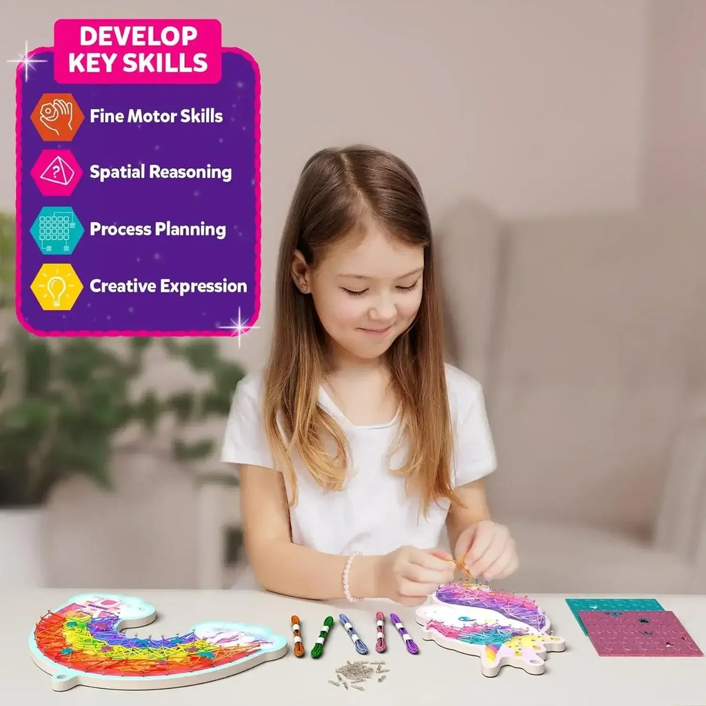 Skillmatics String Art Activity – Unicorn Magic | DIY Creative Craft Kit for Kids Aged 6–12 | Mess-Free Art, Educational Indoor Fun, and Gifting Option - Naivri