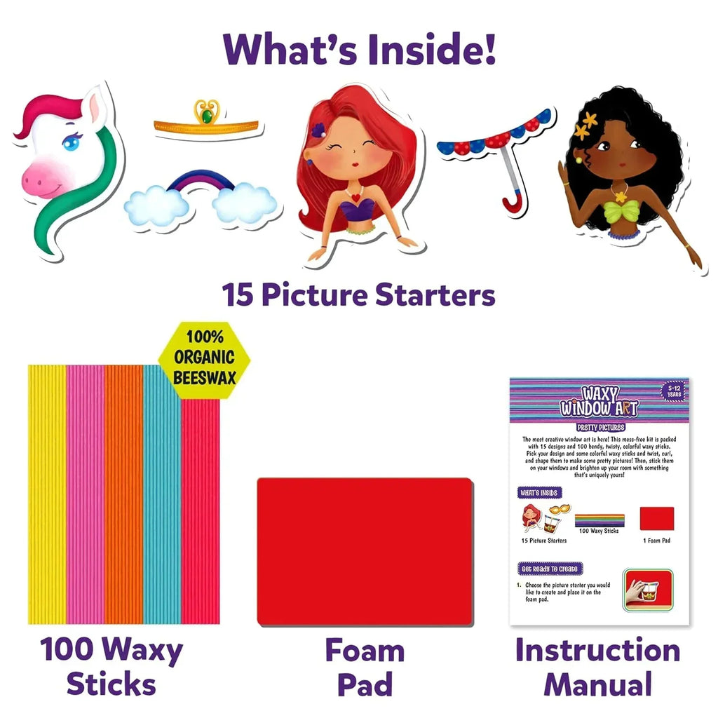 Skillmatics Waxy Window Art Kit – Reusable DIY Unicorn & Princess Craft for Kids - Naivri