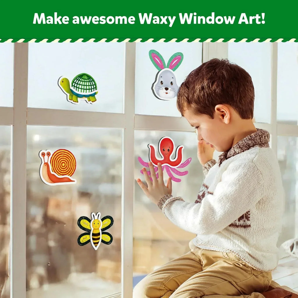 Skillmatics Waxy Window Art – Reusable Organic Beeswax Animal Craft Kit for Kids - Naivri