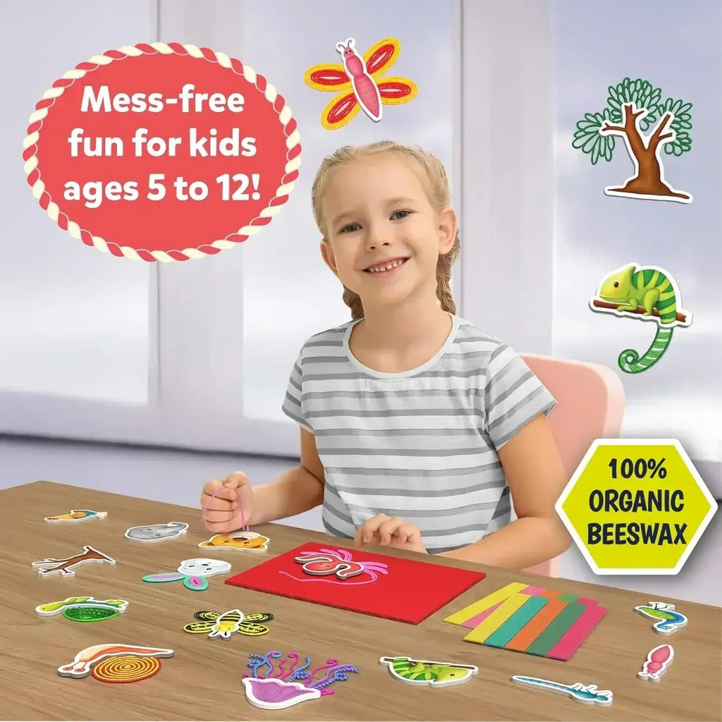 Skillmatics Waxy Window Art – Reusable Organic Beeswax Animal Craft Kit for Kids - Naivri