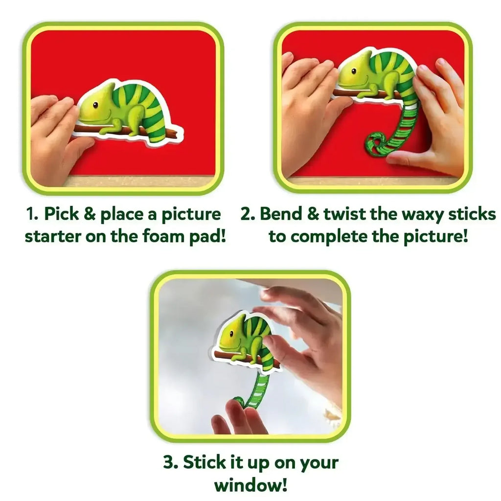 Skillmatics Waxy Window Art – Reusable Organic Beeswax Animal Craft Kit for Kids - Naivri