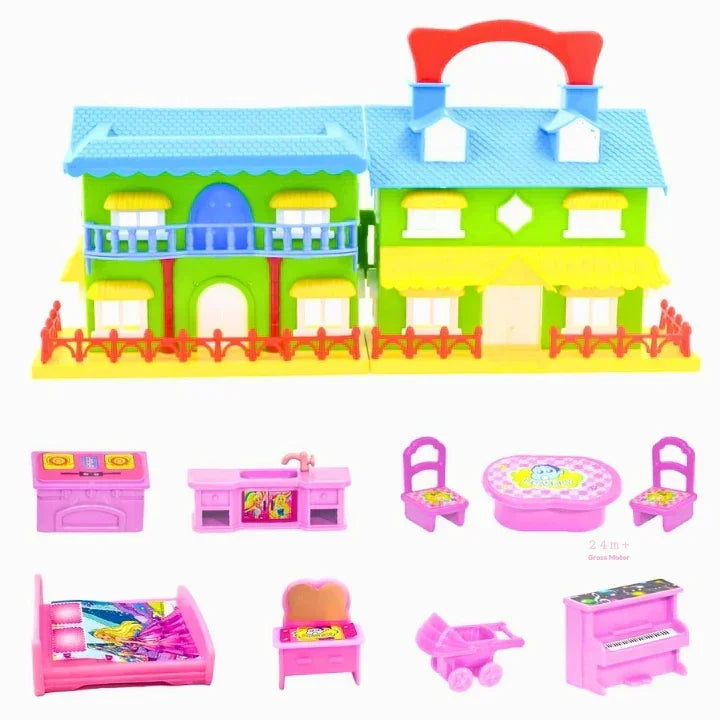 Skoodle Glamster Flip & Play Doll House with Accessories | Portable Compact Dollhouse for Girls | Customizable Interior | Non-Toxic Material | Age 3+ - Naivri