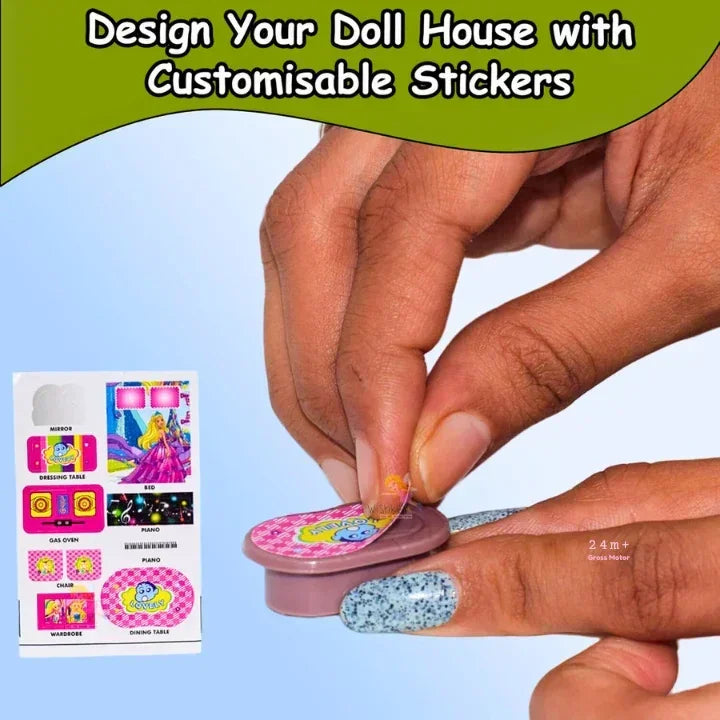 Skoodle Glamster Flip & Play Doll House with Accessories | Portable Compact Dollhouse for Girls | Customizable Interior | Non-Toxic Material | Age 3+ - Naivri