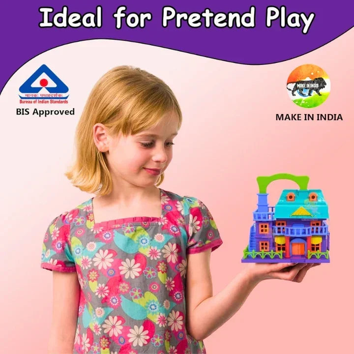 Skoodle Glamster Flip & Play Doll House with Furniture & Accessories | Compact Portable Dollhouse for Girls | Non-Toxic Plastic | Age 3+ - Naivri