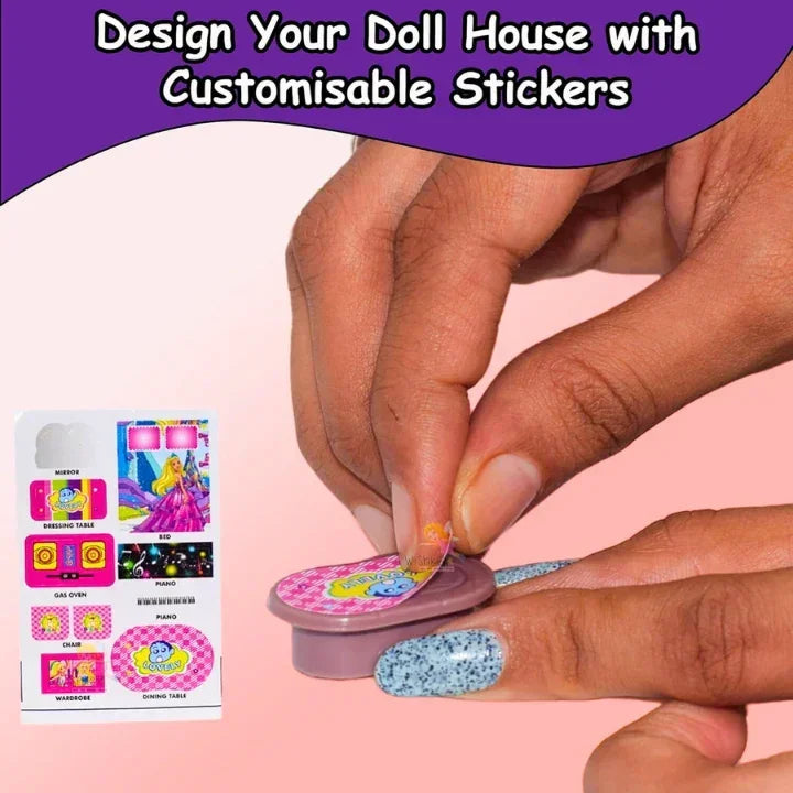 Skoodle Glamster Flip & Play Doll House with Furniture & Accessories | Compact Portable Dollhouse for Girls | Non-Toxic Plastic | Age 3+ - Naivri